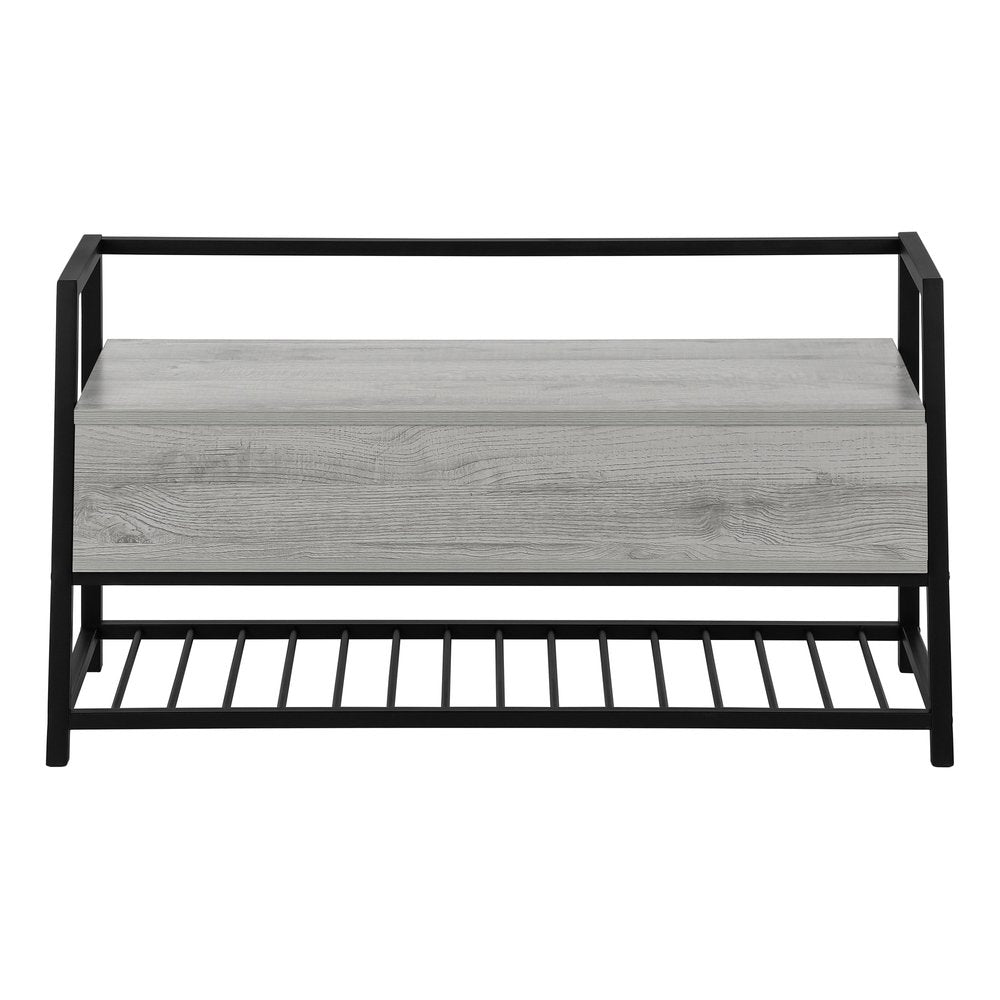 42" Gray And Black Bench With Flip top HomeRoots