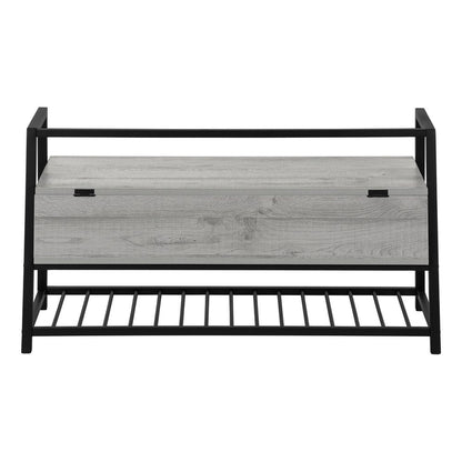 42" Gray And Black Bench With Flip top HomeRoots