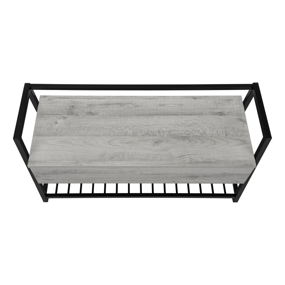42" Gray And Black Bench With Flip top HomeRoots