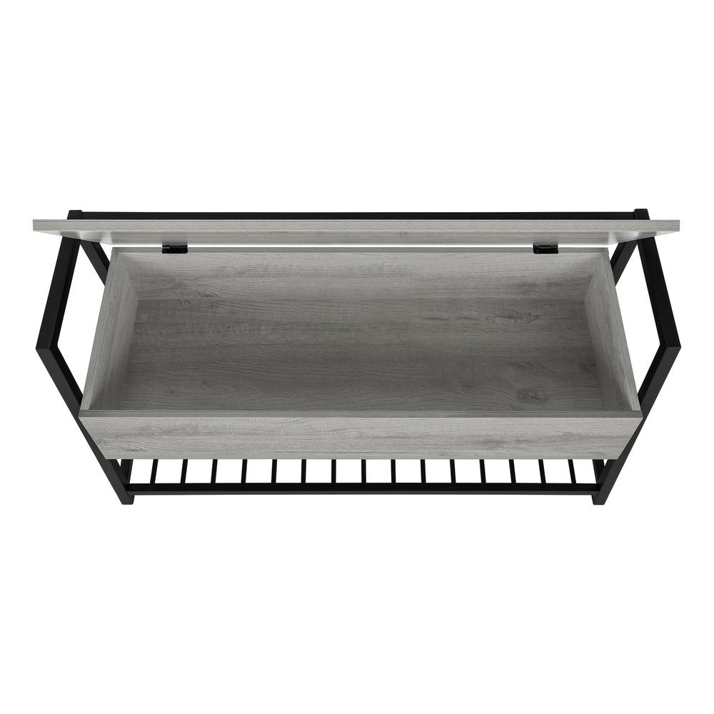 42" Gray And Black Bench With Flip top HomeRoots