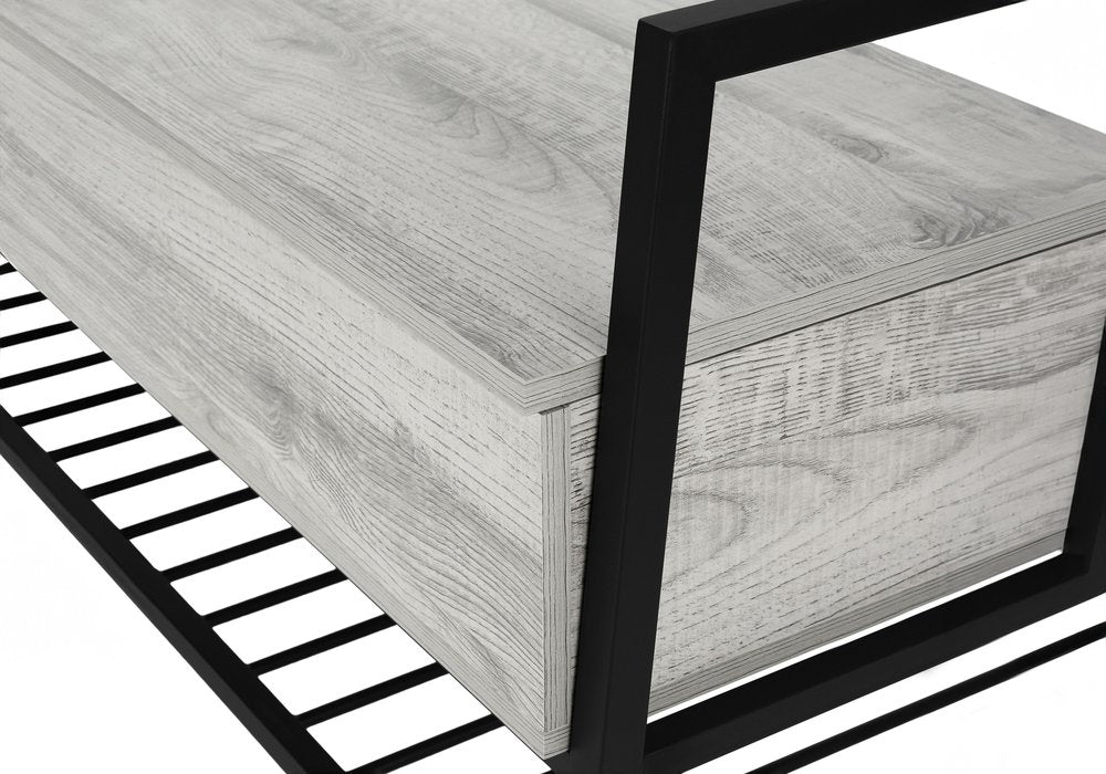 42" Gray And Black Bench With Flip top HomeRoots