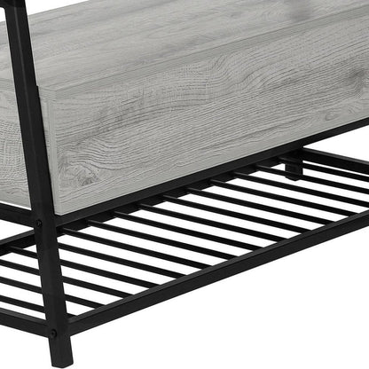 42" Gray And Black Bench With Flip top HomeRoots