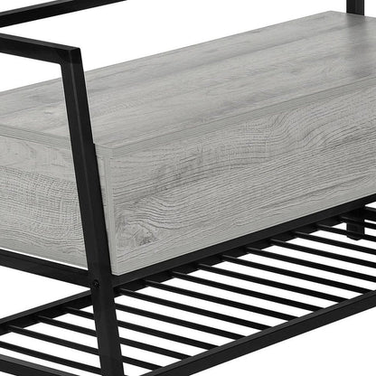 42" Gray And Black Bench With Flip top HomeRoots
