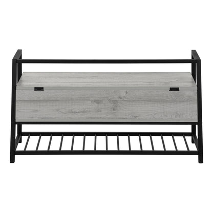 42" Gray And Black Bench With Flip top