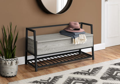 42" Gray And Black Bench With Flip top HomeRoots