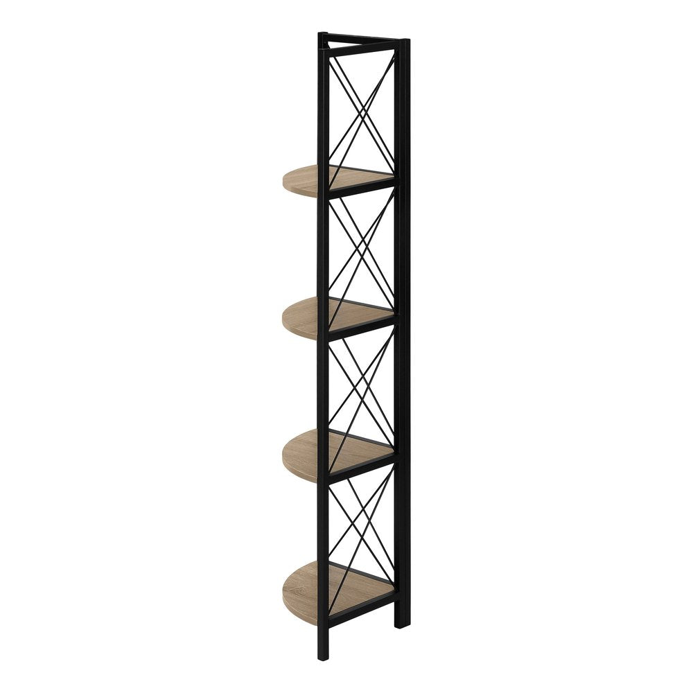 59" Taupe Metal Corner Bookcase HomeRoots