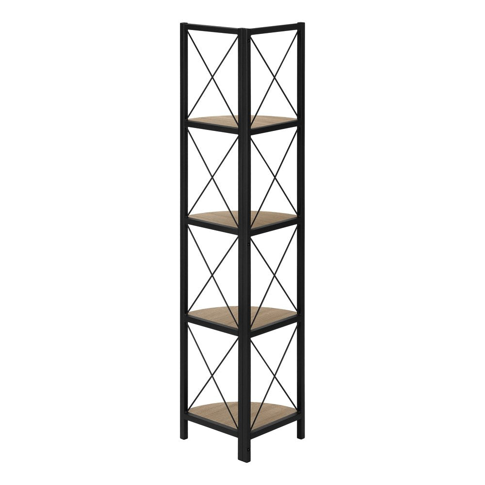 59" Taupe Metal Corner Bookcase HomeRoots