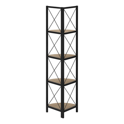 59" Taupe Metal Corner Bookcase HomeRoots