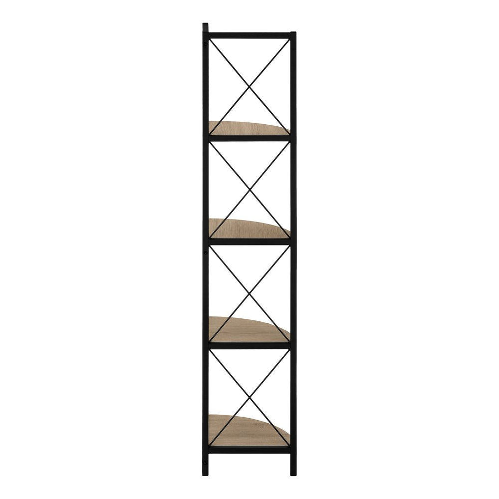 59" Taupe Metal Corner Bookcase HomeRoots