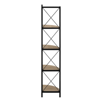 59" Taupe Metal Corner Bookcase HomeRoots