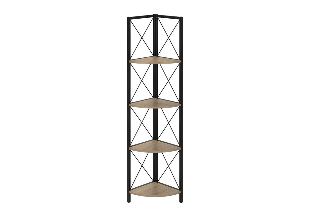 59" Taupe Metal Corner Bookcase HomeRoots