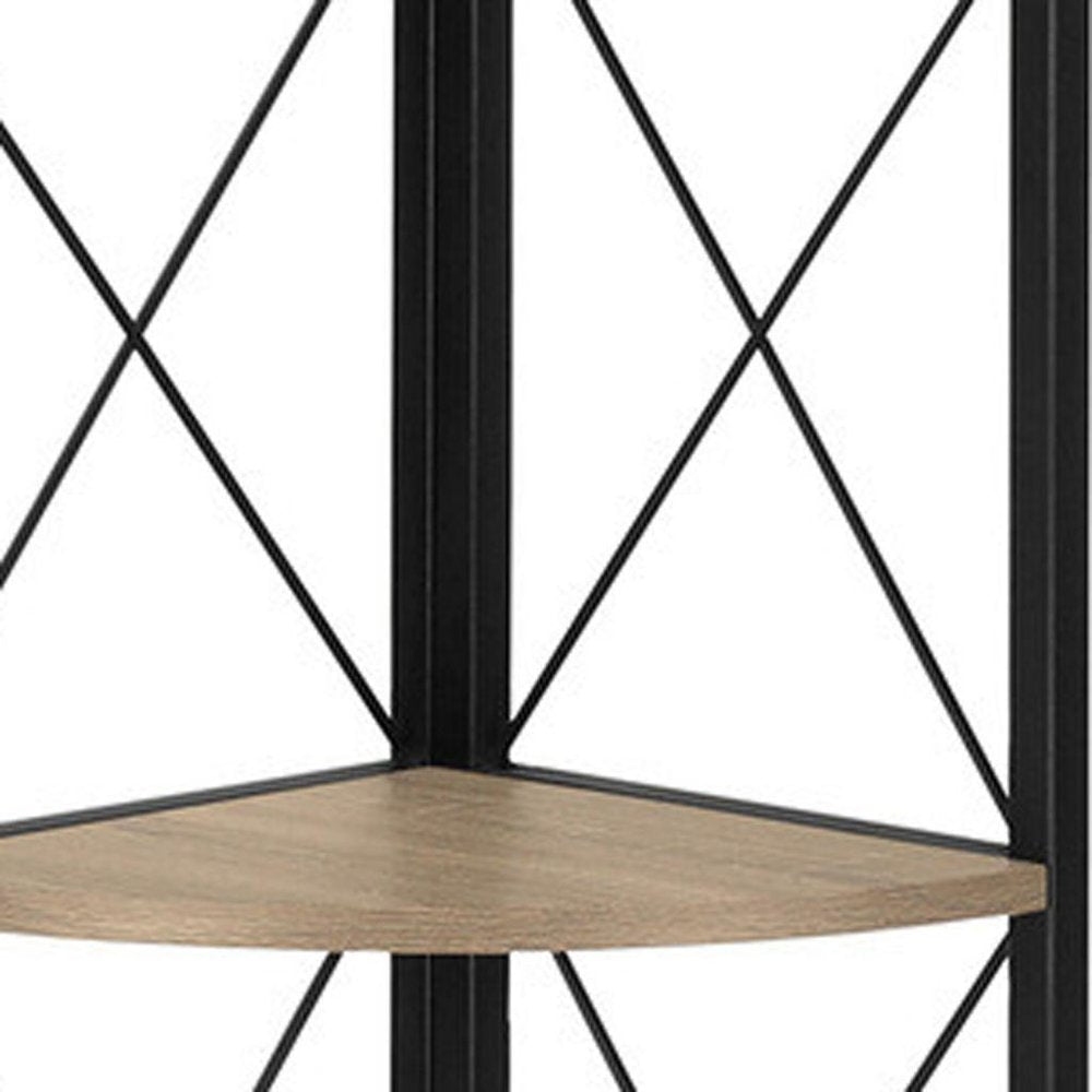 59" Taupe Metal Corner Bookcase HomeRoots