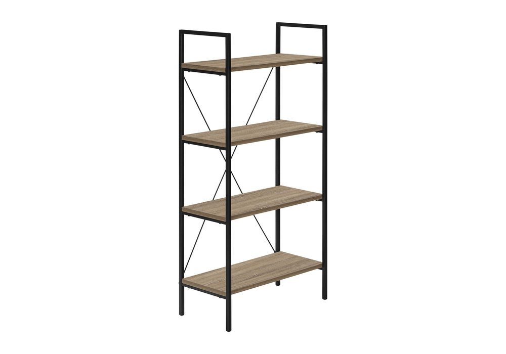 48" Taupe Metal and Wood Four Tier Etagere Bookcase — view 5