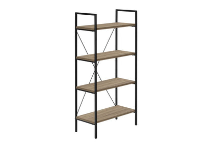 48" Taupe Metal and Wood Four Tier Etagere Bookcase HomeRoots