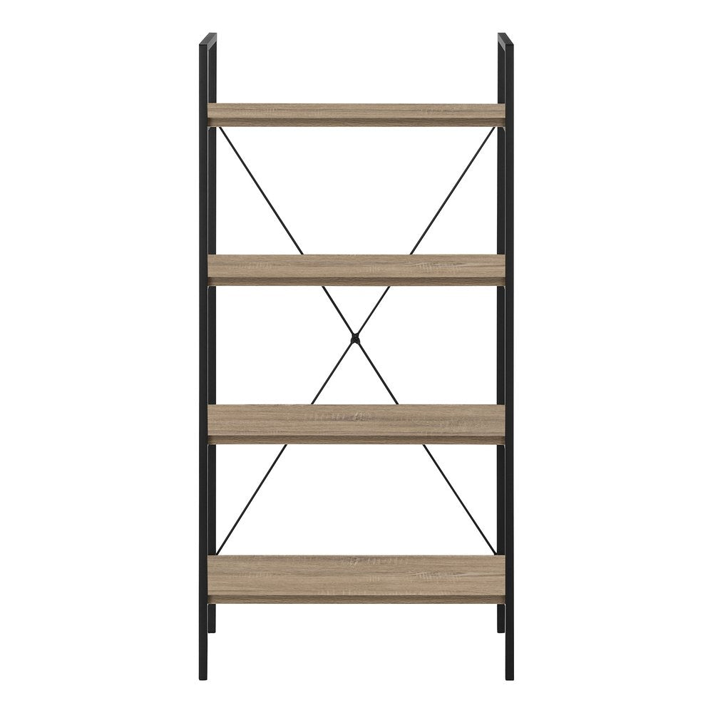48" Taupe Metal and Wood Four Tier Etagere Bookcase — view 3
