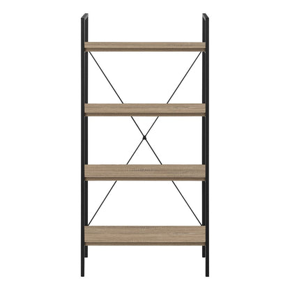 48" Taupe Metal and Wood Four Tier Etagere Bookcase HomeRoots