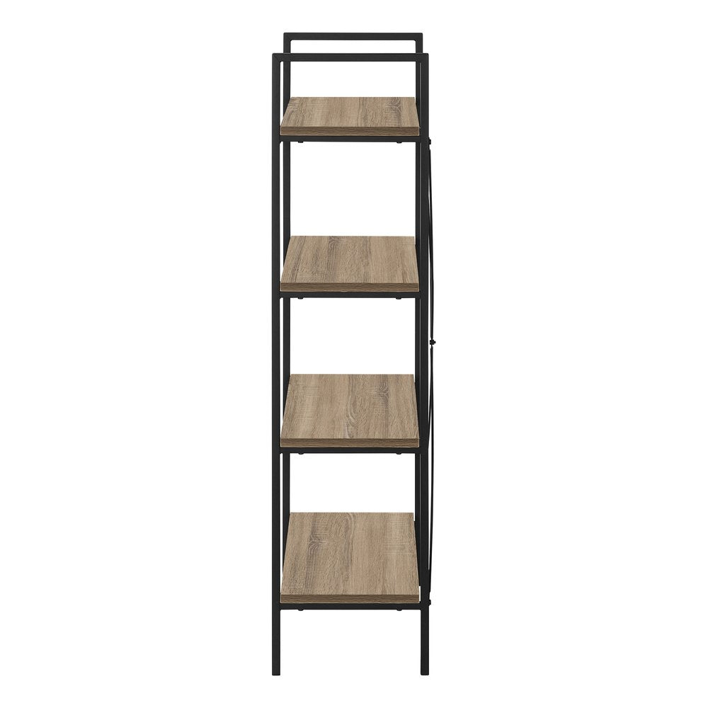 48" Taupe Metal and Wood Four Tier Etagere Bookcase HomeRoots