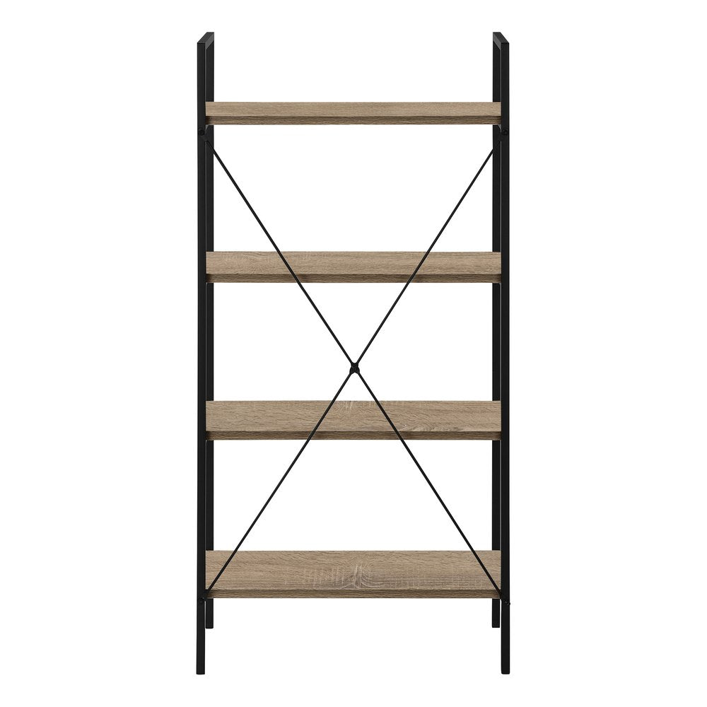 48" Taupe Metal and Wood Four Tier Etagere Bookcase HomeRoots