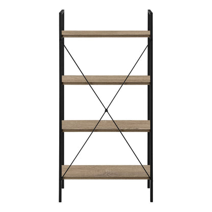 48" Taupe Metal and Wood Four Tier Etagere Bookcase HomeRoots