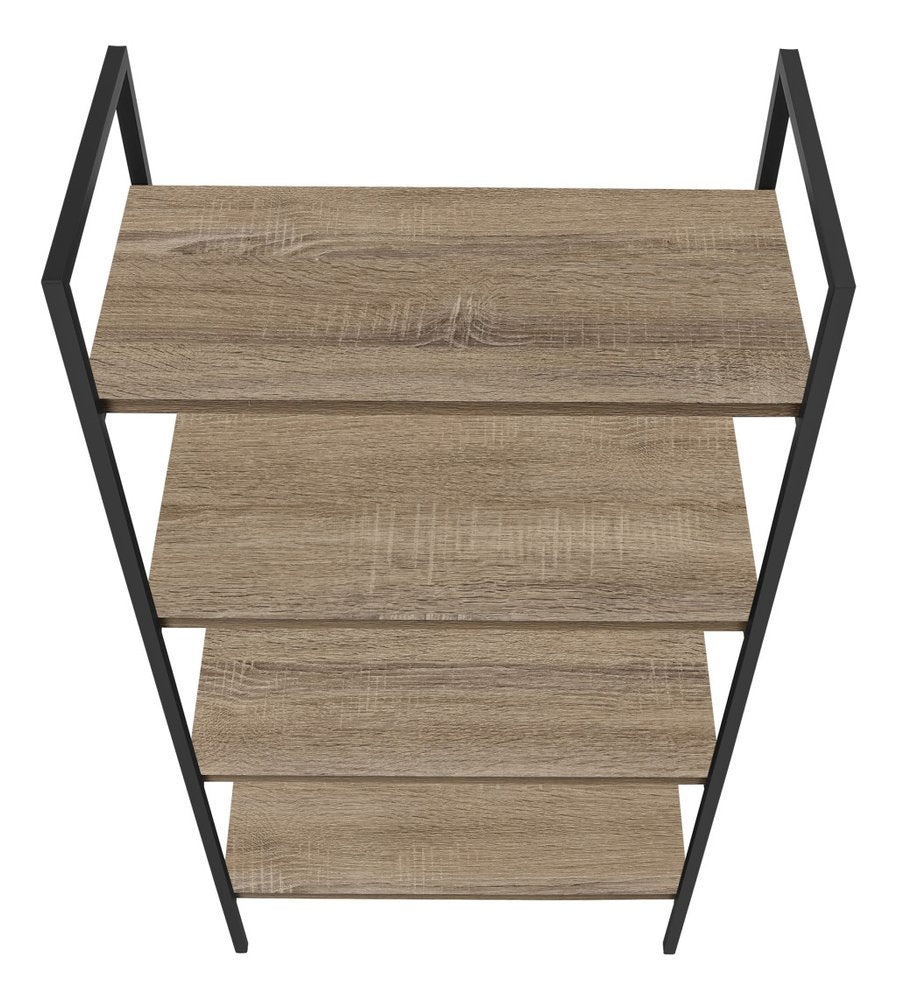 48" Taupe Metal and Wood Four Tier Etagere Bookcase HomeRoots