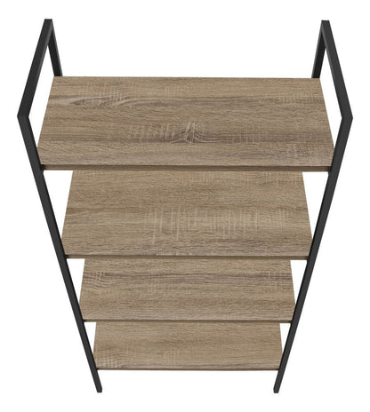 48" Taupe Metal and Wood Four Tier Etagere Bookcase HomeRoots