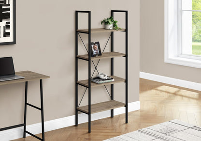 48" Taupe Metal and Wood Four Tier Etagere Bookcase HomeRoots