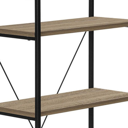 48" Taupe Metal and Wood Four Tier Etagere Bookcase HomeRoots