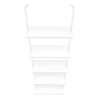 72" White Metal and Wood Five Tier Bookcase HomeRoots