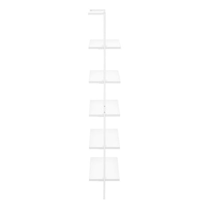 72" White Metal and Wood Five Tier Bookcase HomeRoots