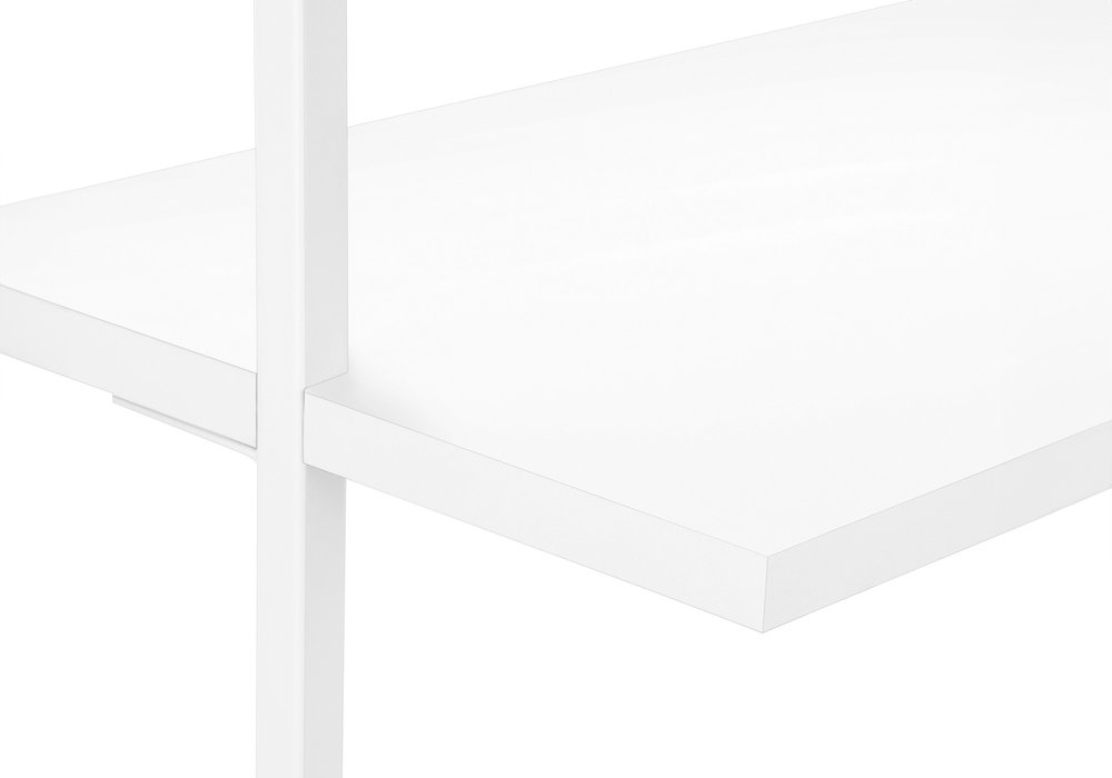 72" White Metal and Wood Five Tier Bookcase — view 10