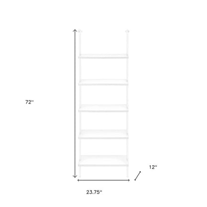 72" White Metal and Wood Five Tier Bookcase HomeRoots