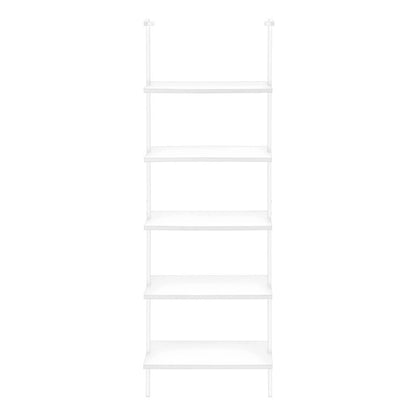 72" White Metal and Wood Five Tier Bookcase HomeRoots