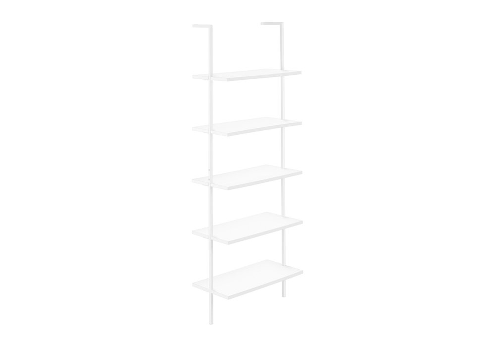 72" White Metal and Wood Five Tier Bookcase HomeRoots