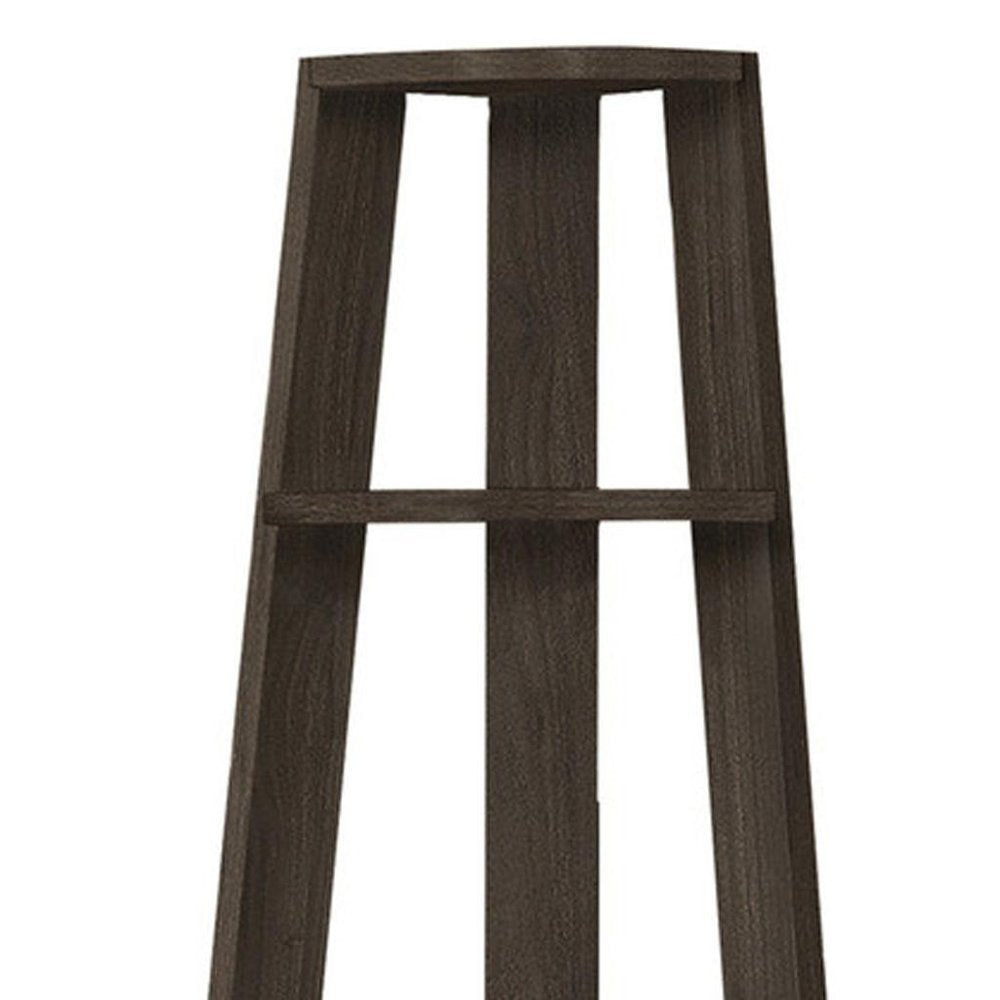 71" Oak Particle Board and Wood Five Tier Corner Bookcase HomeRoots