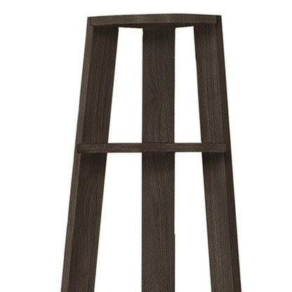71" Oak Particle Board and Wood Five Tier Corner Bookcase HomeRoots