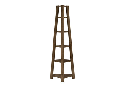 71" Dark Brown Wood Five Tier Corner Bookcase HomeRoots