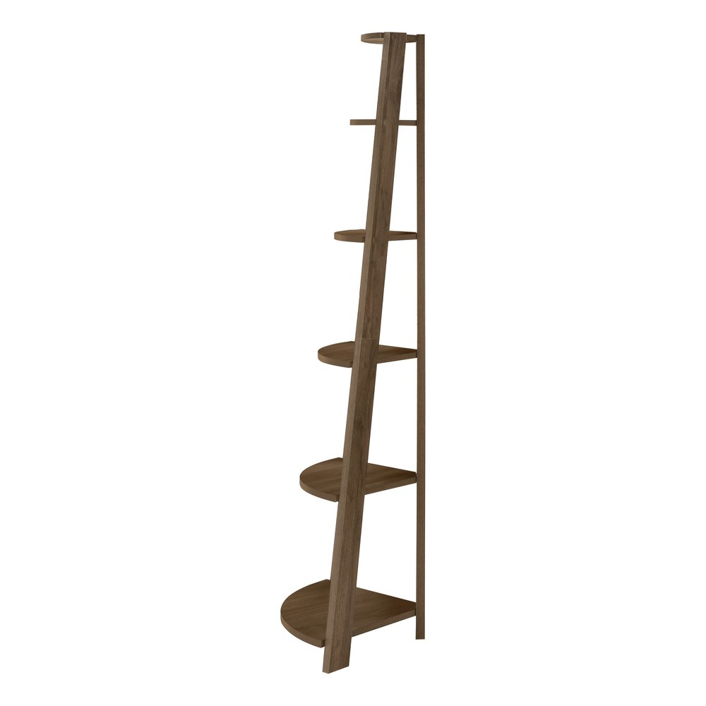 71" Dark Brown Wood Five Tier Corner Bookcase HomeRoots
