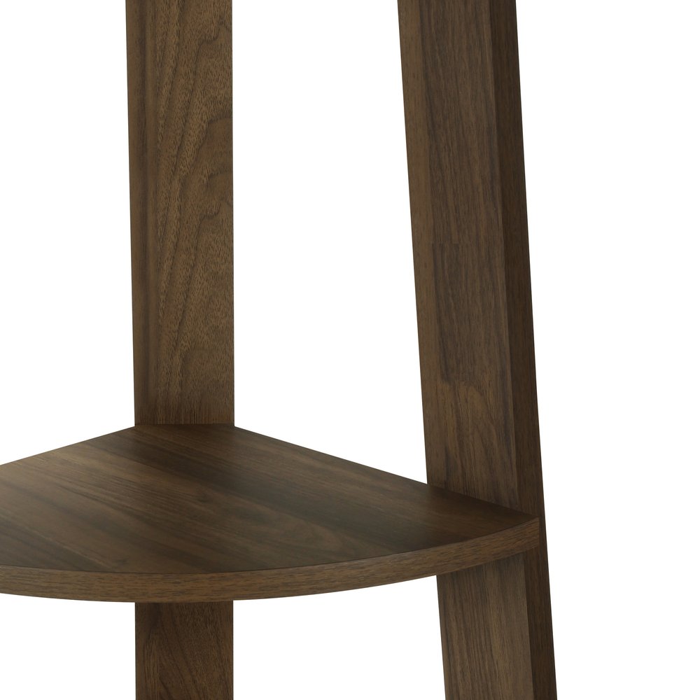 71" Dark Brown Wood Five Tier Corner Bookcase HomeRoots