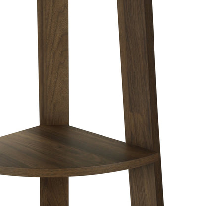71" Dark Brown Wood Five Tier Corner Bookcase HomeRoots