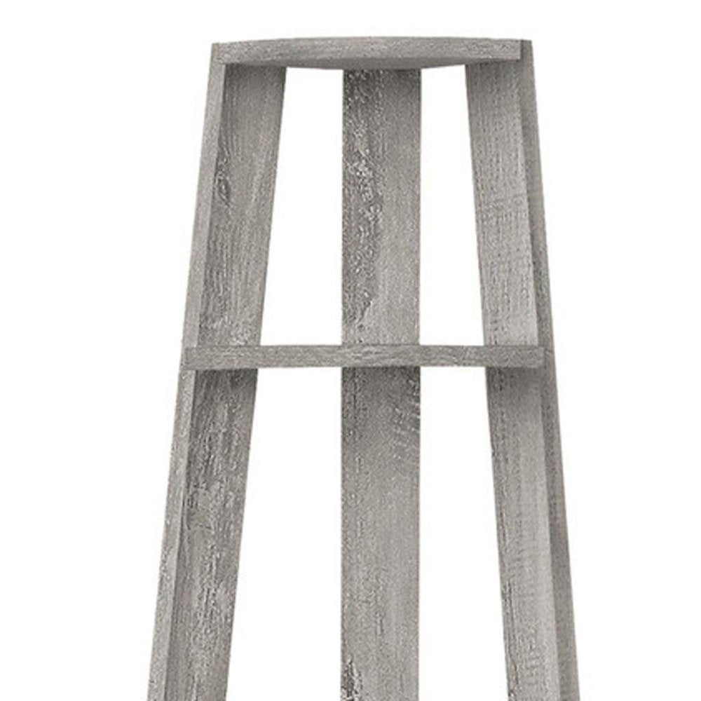 71" Gray Particle Board and Wood Five Tier Corner Bookcase — view 4