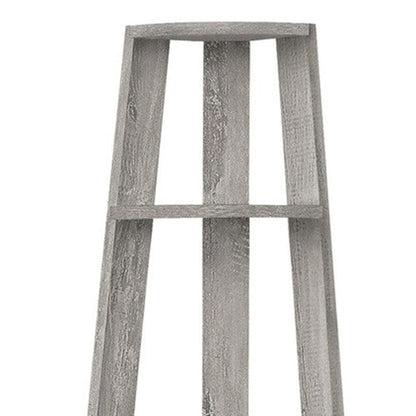 71" Gray Particle Board and Wood Five Tier Corner Bookcase HomeRoots