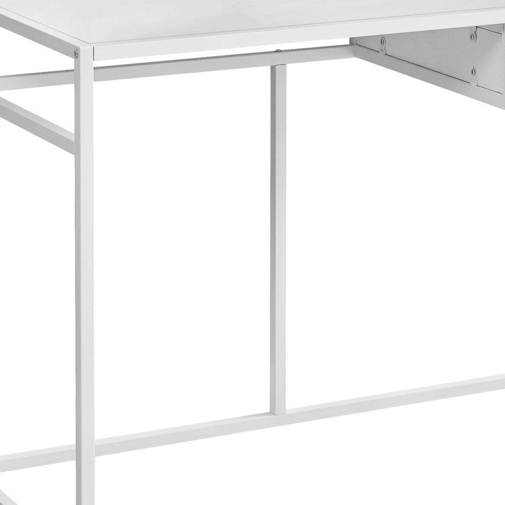 42" White Wood and Iron Computer Desk HomeRoots