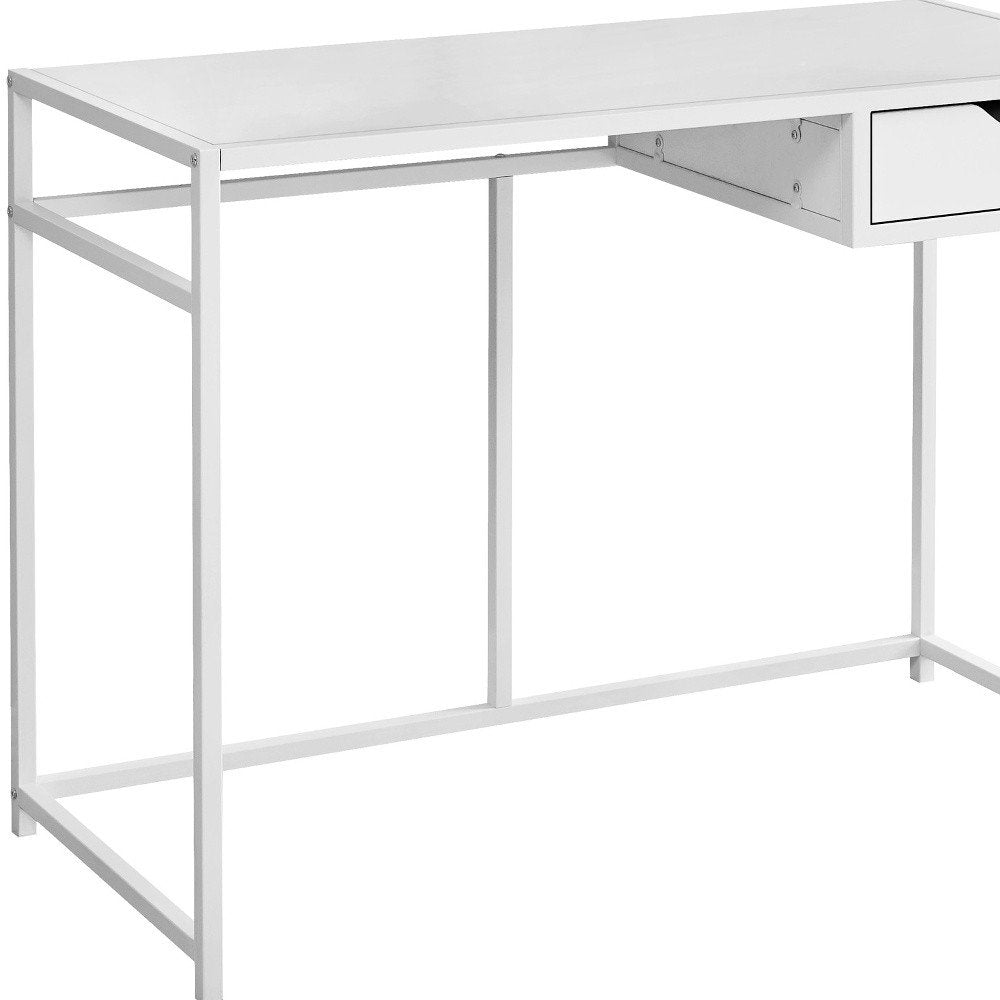 42" White Wood and Iron Computer Desk HomeRoots