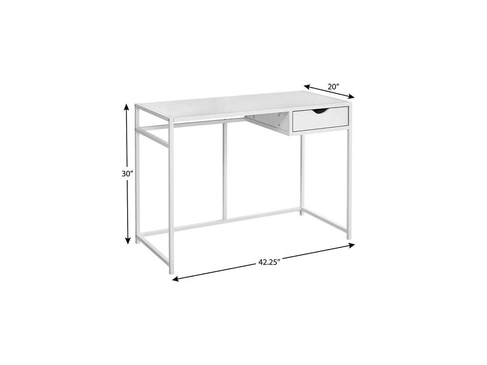 42" White Wood and Iron Computer Desk HomeRoots