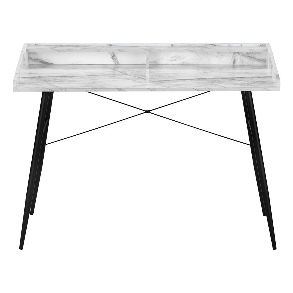 47" White and Black Faux Marble Wood and Iron Parsons Writing Desk HomeRoots