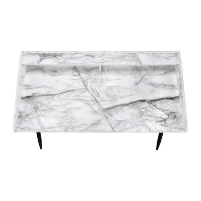 47" White and Black Faux Marble Wood and Iron Parsons Writing Desk HomeRoots
