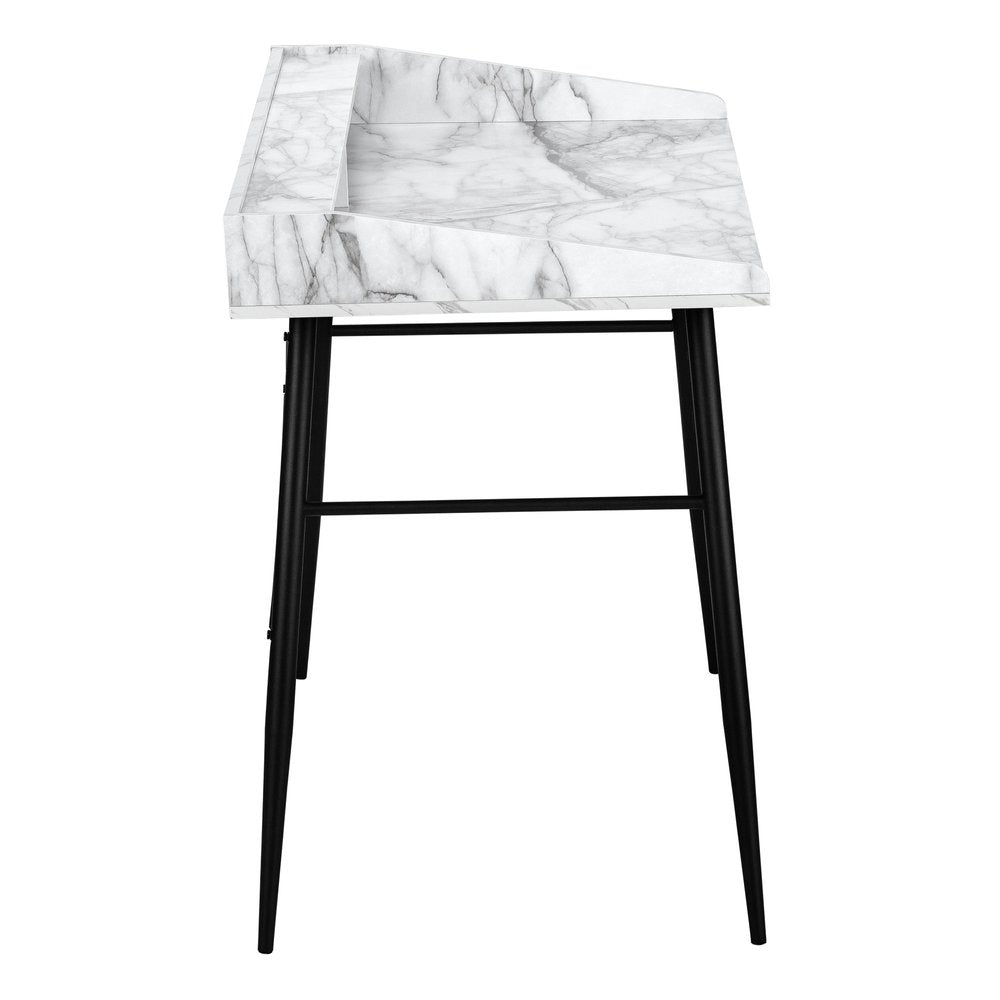 47" White and Black Faux Marble Wood and Iron Parsons Writing Desk HomeRoots
