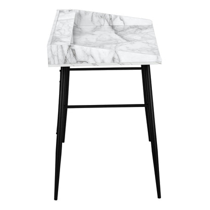 47" White and Black Faux Marble Wood and Iron Parsons Writing Desk HomeRoots