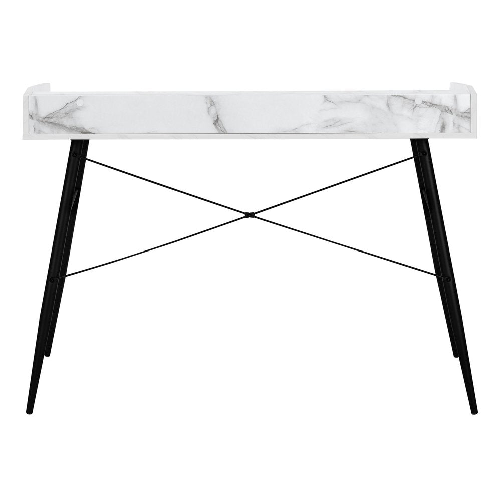 47" White and Black Faux Marble Wood and Iron Parsons Writing Desk HomeRoots