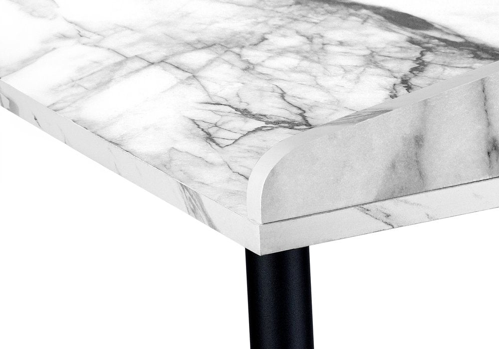 47" White and Black Faux Marble Wood and Iron Parsons Writing Desk — view 8